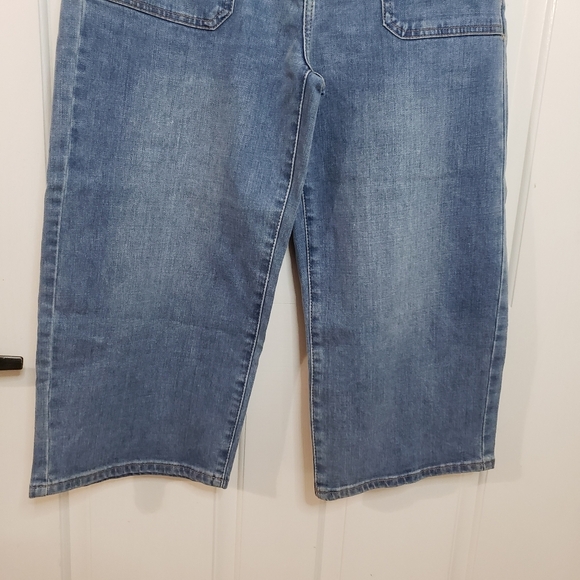 SOFT SURROUNDINGS Wide Leg Cropped Blue Jeans Gaucho Retro 70s Style Tre… - Picture 3 of 9